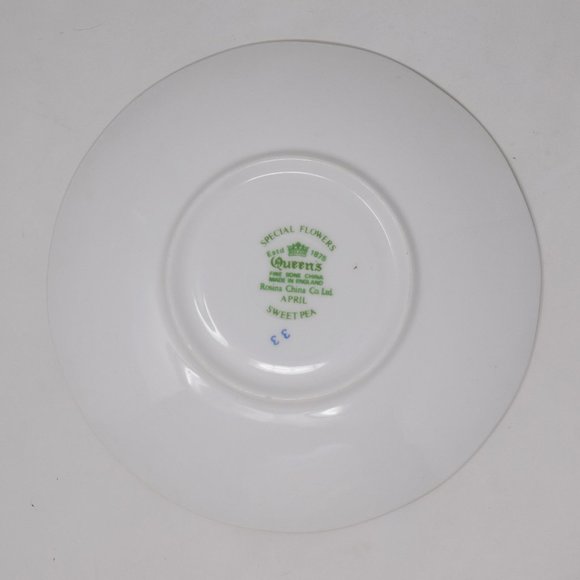 Rosina Queens Saucer Bone China Special Flowers Sweet Pea April England Floral - Picture 2 of 10